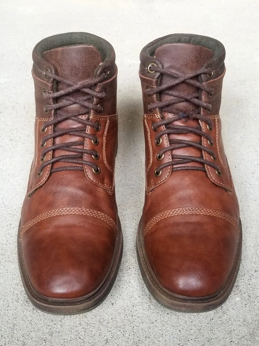 w/ Box Men's 8 Service Boots Chestnut Brown Cap Toe Chukka Wool Faux Leather